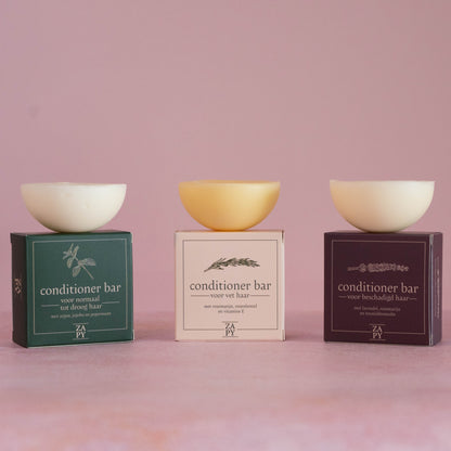 Ontdek onze plasticvrije conditioner bars, met voedende ingrediënten voor zacht en gezond haar.